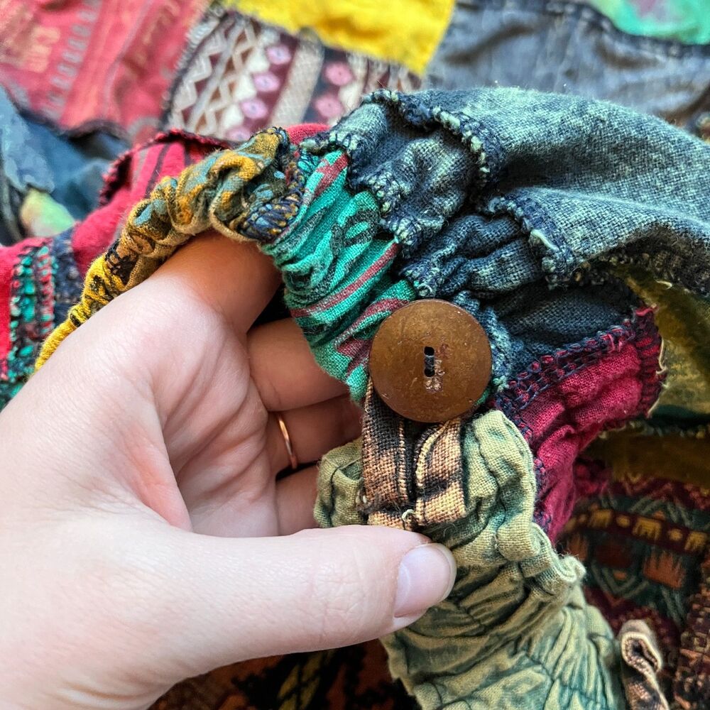 Kathmandu Imports Patchwork Overalls Womens Medium Boho Dungarees Bright - Picture 8 of 11